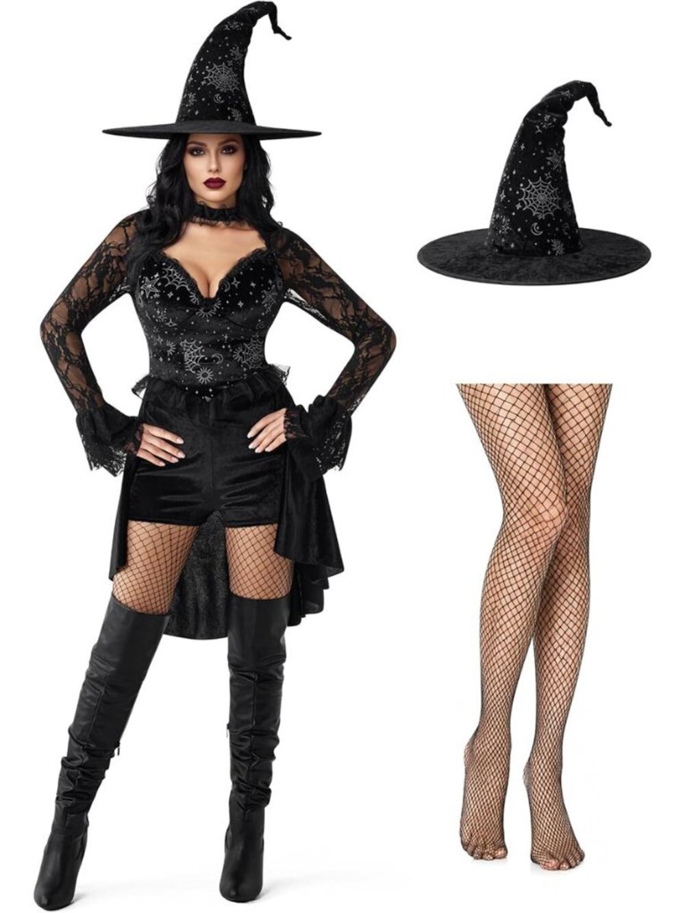 Spooktacular Creations Halloween 3Pc Women Black Witch Costume, Womens Witch